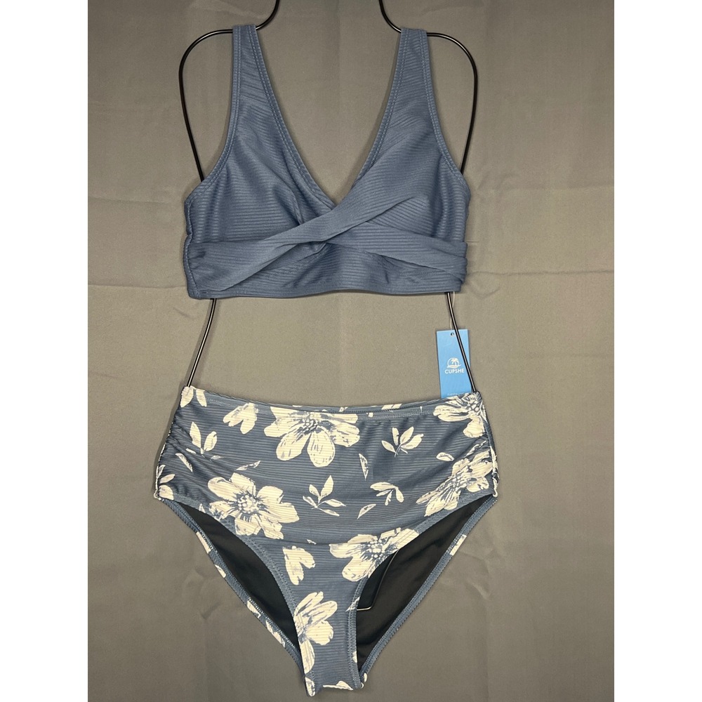 Cupshe Floral Ribbed Bikini Set Medium